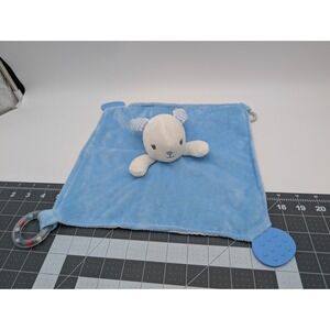 Modern Baby Rabbit Plush Rattle Blue Security Blanket